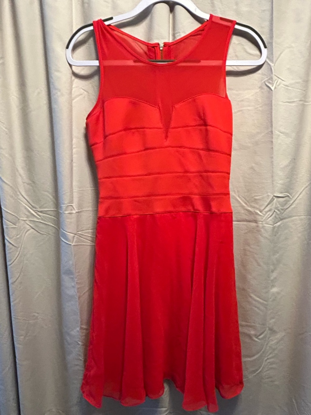 Guess Red Sleeveless Mesh Yoke Dress